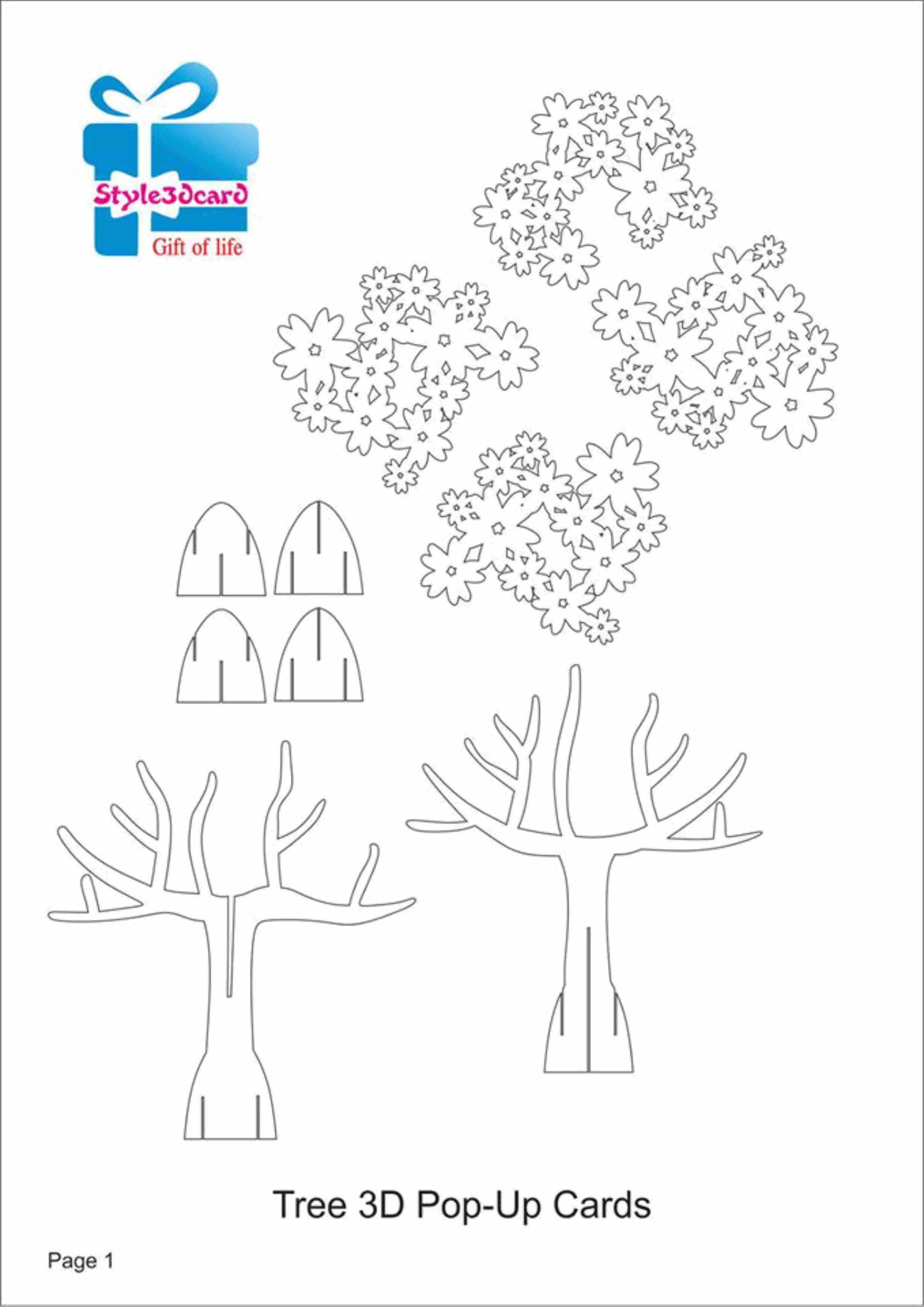 Tree 3D Pop Up Card/ Kirigami Pattern 1 | Kirigami Art | Pop Regarding Pop Up Tree Card Template