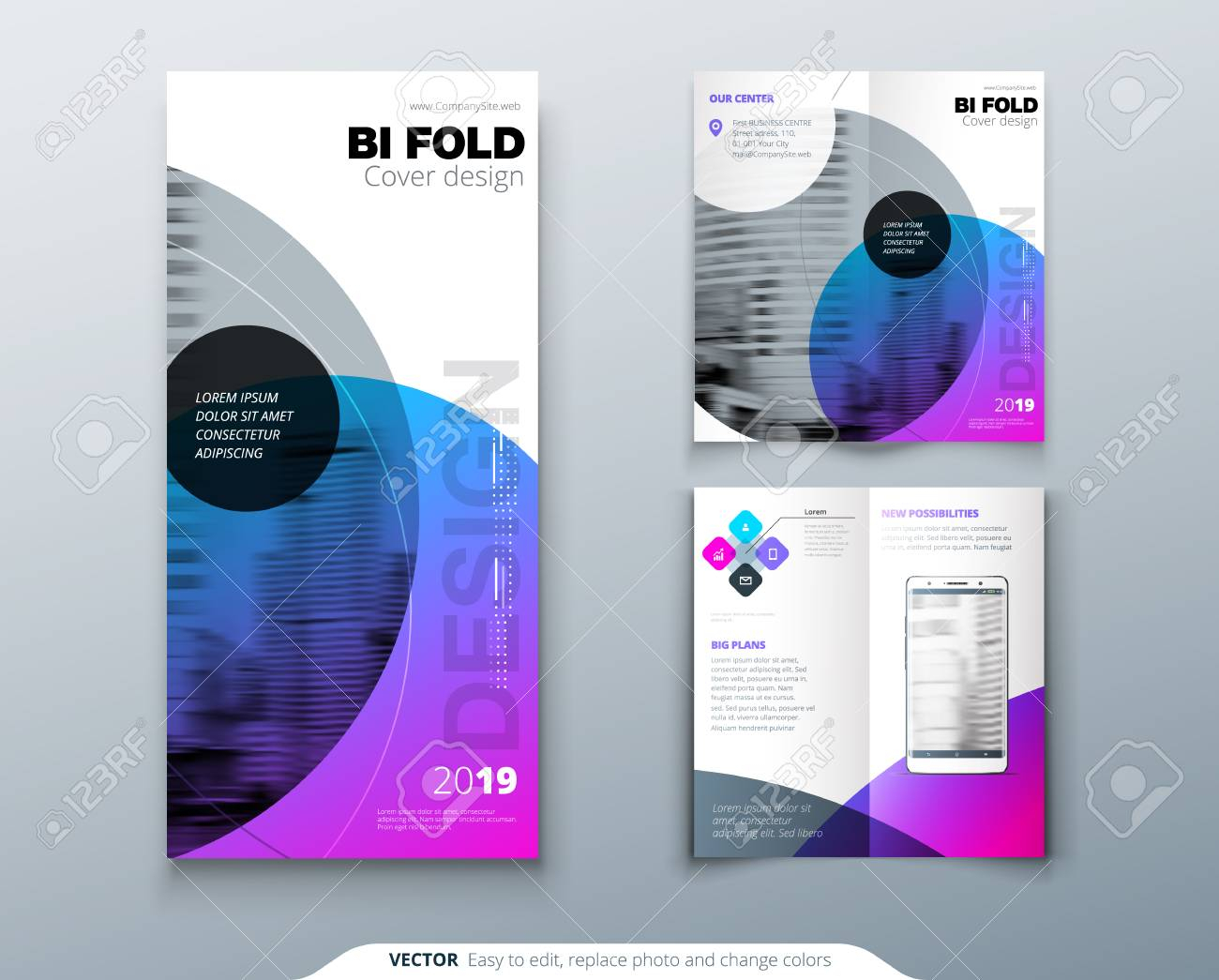 Tri Fold Brochure Design. Purple Corporate Business Template.. Intended For E Brochure Design Templates