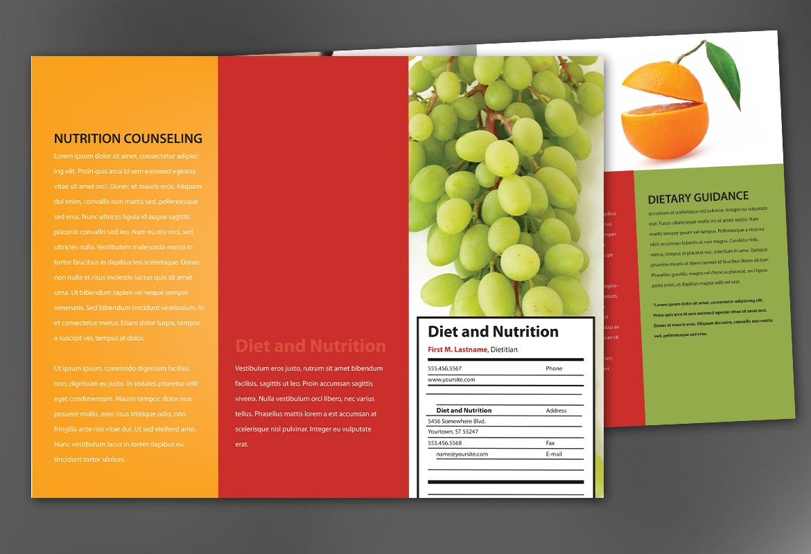 Tri Fold Brochure Template For Health And Nutrition. Order With Nutrition Brochure Template