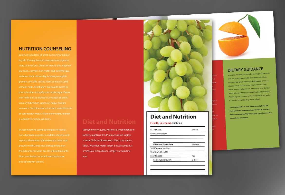 Tri Fold Brochure Template For Health And Nutrition. Order With Nutrition Brochure Template