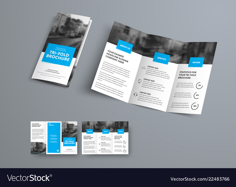 Tri Fold Brochure Template With Blue Rectangular Regarding Free Three Fold Brochure Template