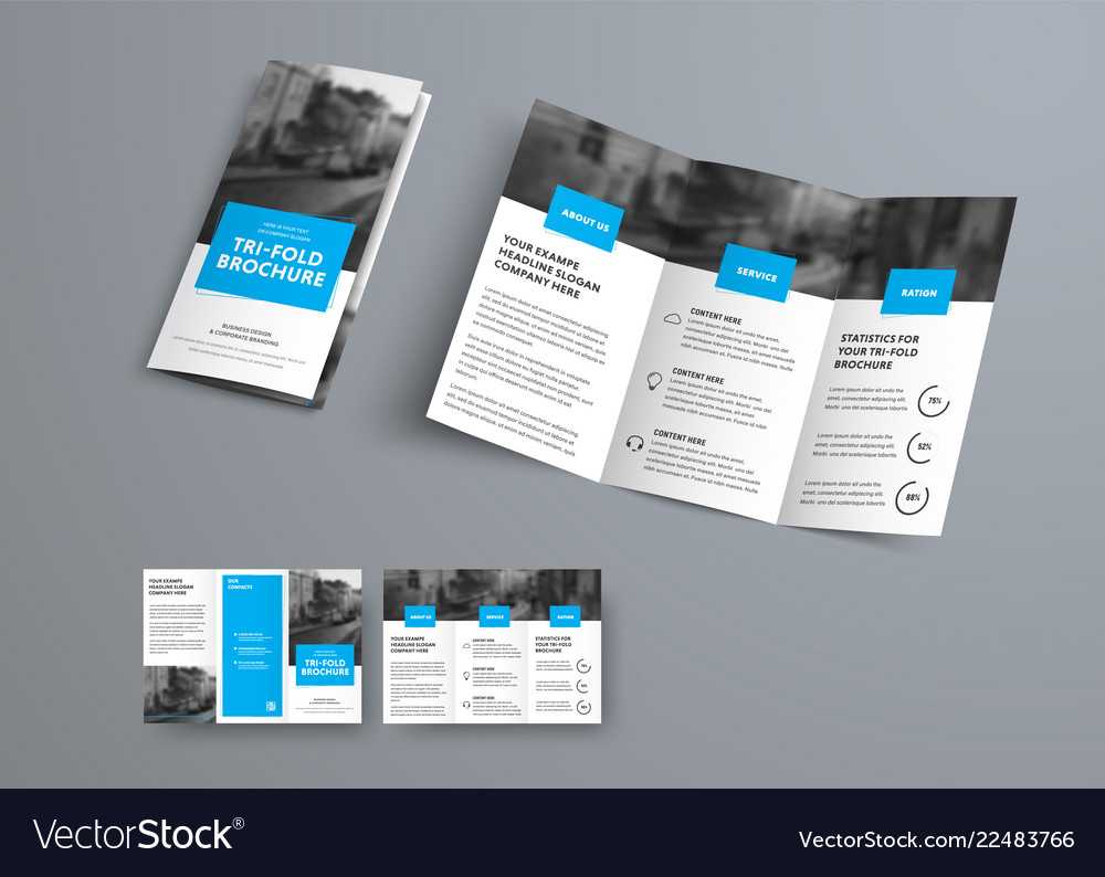 Tri Fold Brochure Template With Blue Rectangular With 3 Fold Brochure Template Free