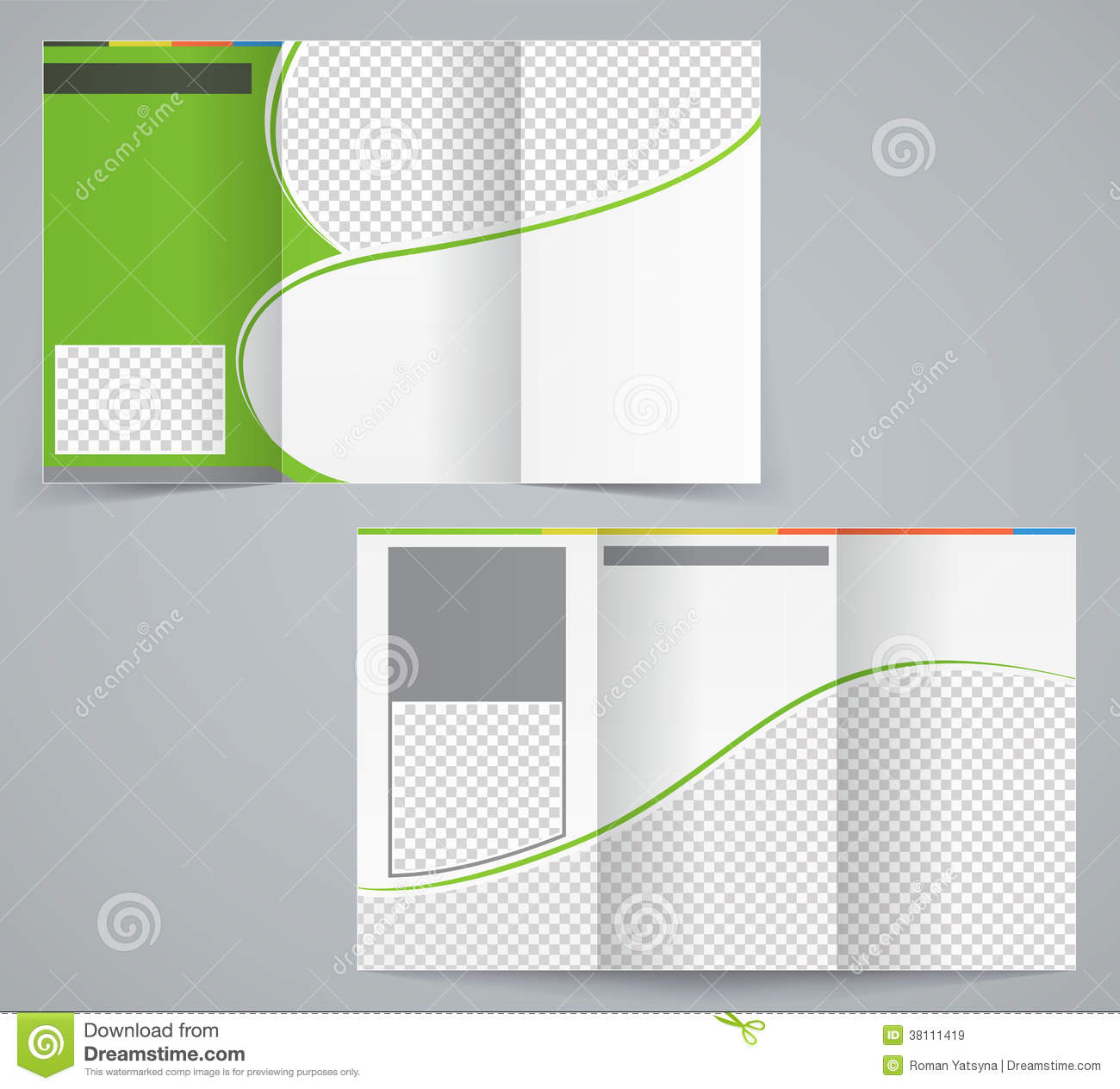 Tri Fold Business Brochure Template, Vector Green Stock Inside Illustrator Brochure Templates Free Download