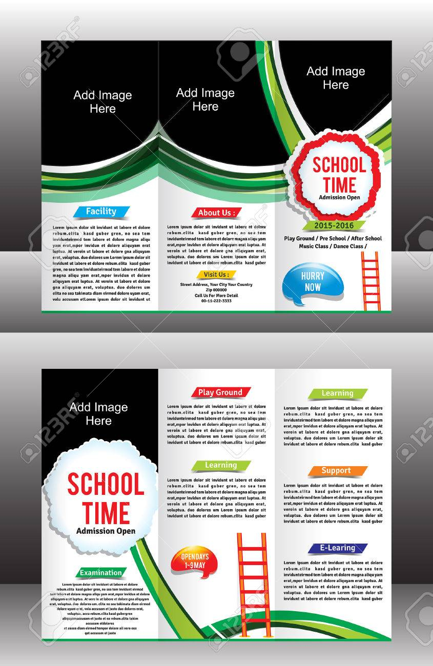 Tri Fold School Brochure Template Vector Illustration Regarding Tri Fold School Brochure Template