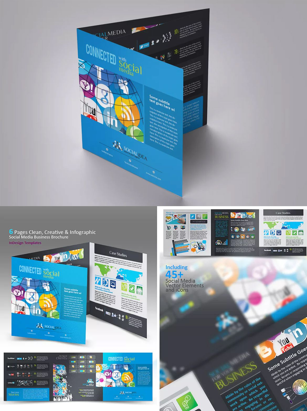 Tri Fold Social Media Brochure Template Indesign Indd Pertaining To Social Media Brochure Template