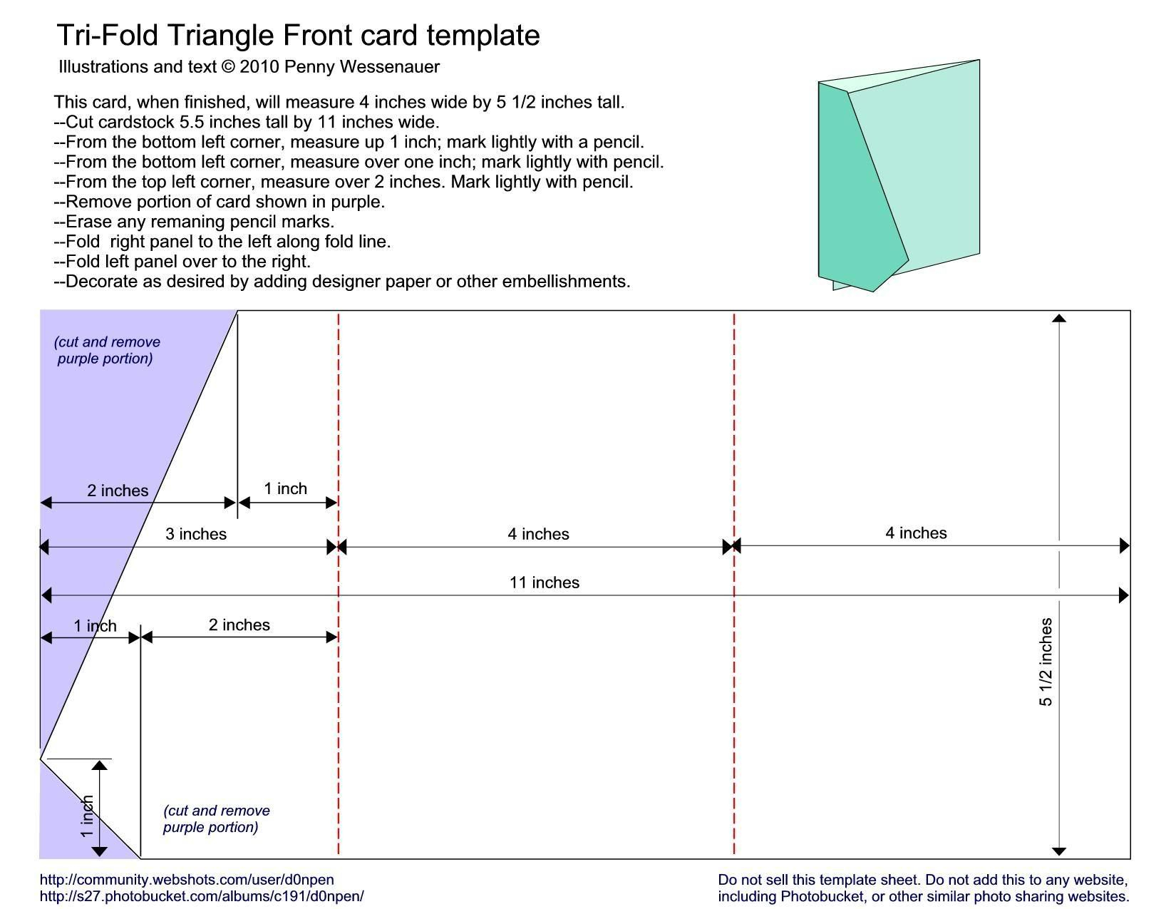 Tri Fold Triangle Front Card Template | Card And Paper Pertaining To Three Fold Card Template
