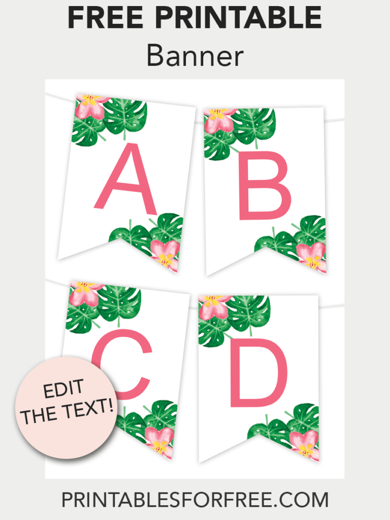 Tropical Printable Banner | Free Printables – Free Printable Inside Free Letter Templates For Banners