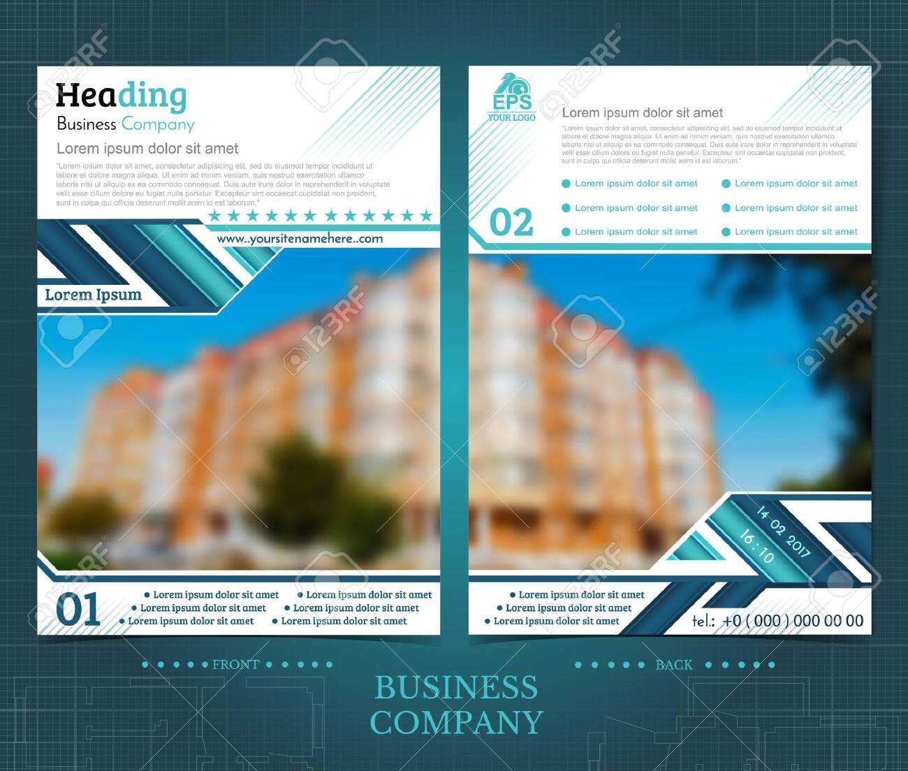 Two Sided Brochure Or Flayer Template Design With One Blurred.. Intended For One Sided Brochure Template