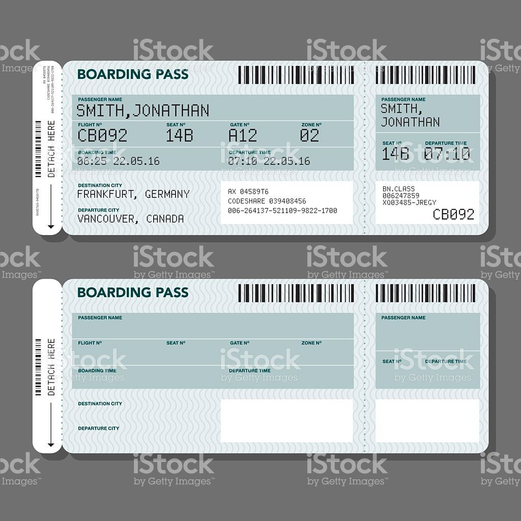 Two Simple Generic Airport Boarding Pass Icons. One Has With Regard To Plane Ticket Template Word