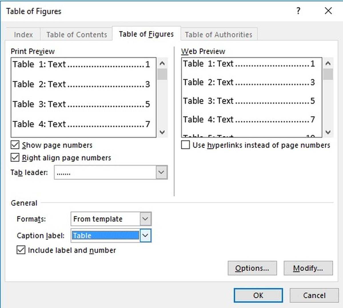 Two Ways To Generate A List Of Tables In A Word Document For Word 2013 Table Of Contents Template