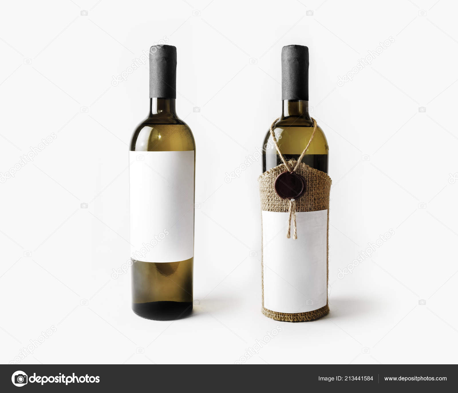 Two Wine Bottles Blank Labels Template Placing Your Design With Blank Wine Label Template