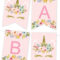 Unicorn Floral Printable Banner | Birthday Banner Template In Free Happy Birthday Banner Templates Download