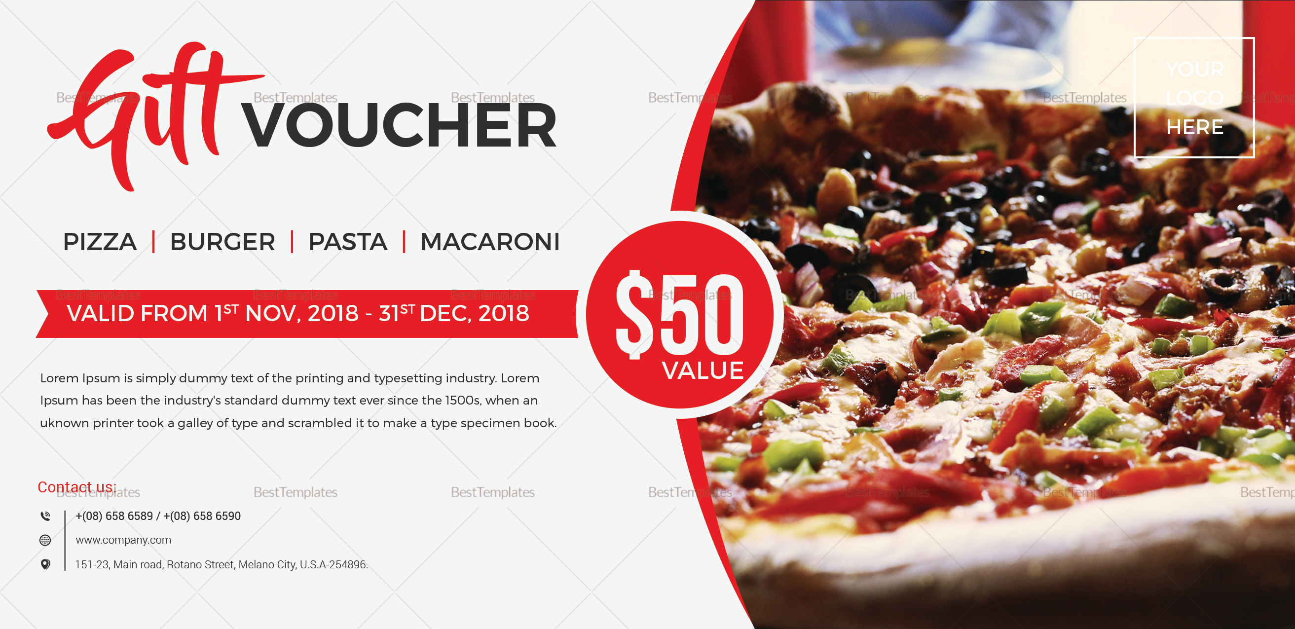 Unique Gift Voucher Template Inside Pizza Gift Certificate Template