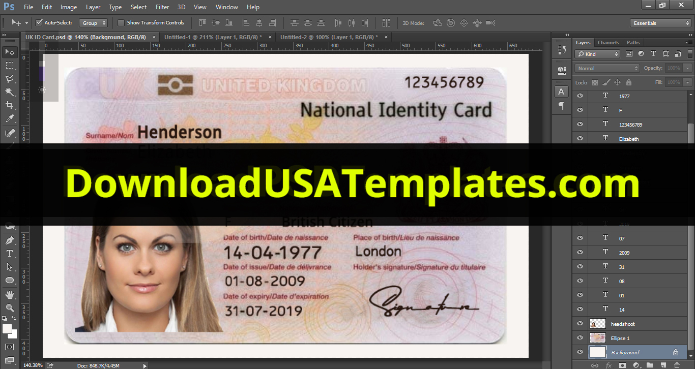 United Kingdom National Identity Card Template [Uk Id Card] Within Florida Id Card Template