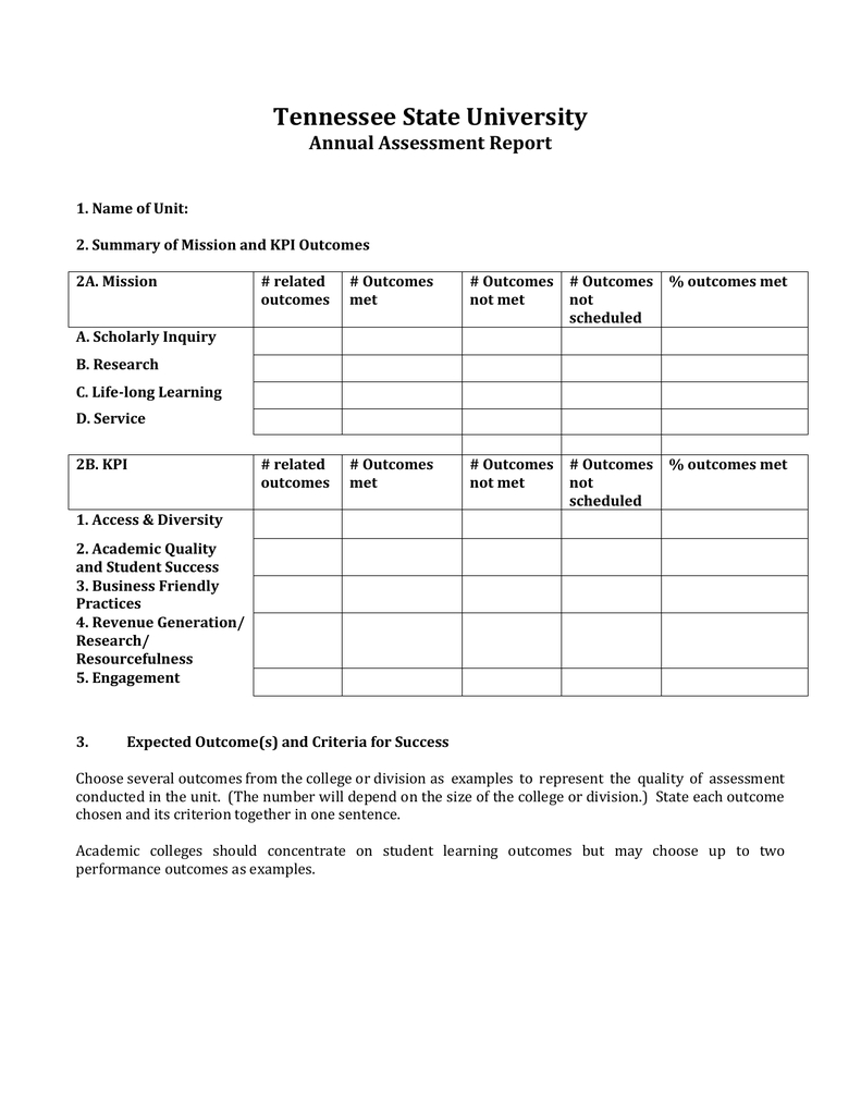 University Assessment And Improvement Report Writing Template Inside Improvement Report Template