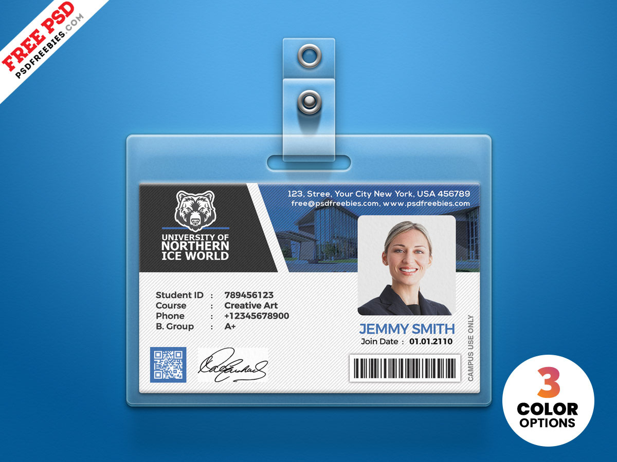 University Student Identity Card Psdpsd Freebies On Dribbble With Regard To College Id Card Template Psd