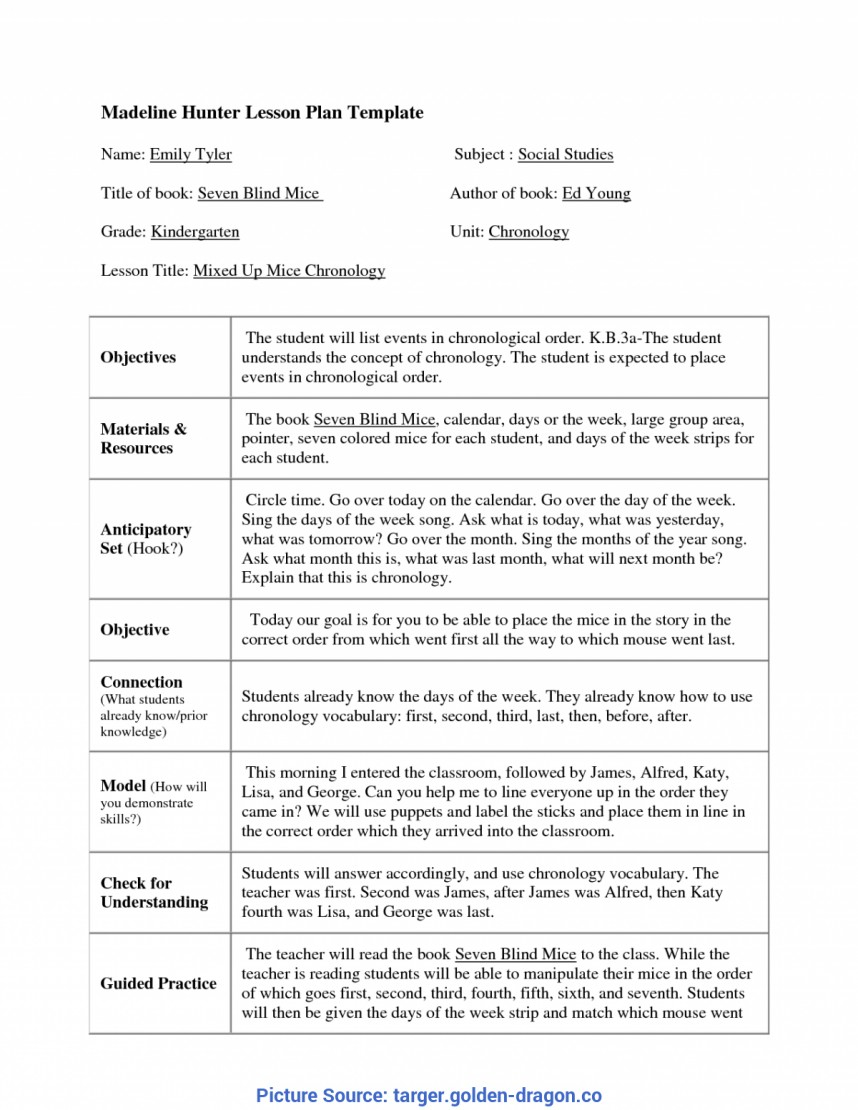 Unusual Madeline Hunter Lesson Plan Template Ideas Doc Word Pertaining To Madeline Hunter Lesson Plan Template Blank