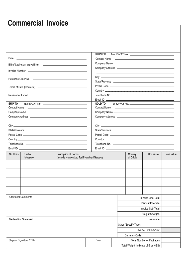 Ups Commercial Invoice – Fill Online, Printable, Fillable For Commercial Invoice Template Word Doc