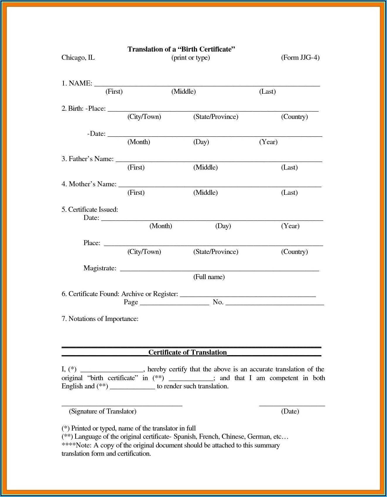 Uscis Birth Certificate Translation Template #10036 For Birth Certificate Translation Template Uscis