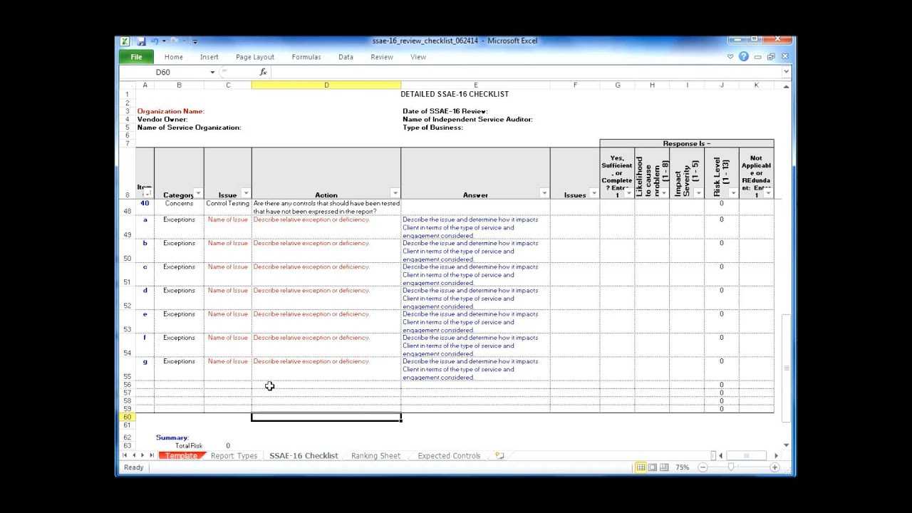 Using The Ssae 16 Review Checklist Hd For Ssae 16 Report Template