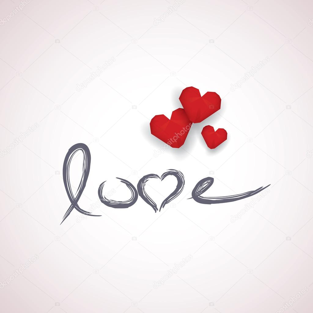 Valentine Card Template With Handwritten Word Love And Red Regarding Valentine Card Template Word