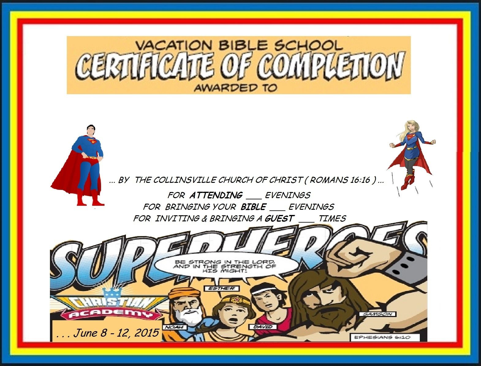 Vbs Certificate Superhero Red Capes | Vbs Lesson Handouts Intended For Vbs Certificate Template