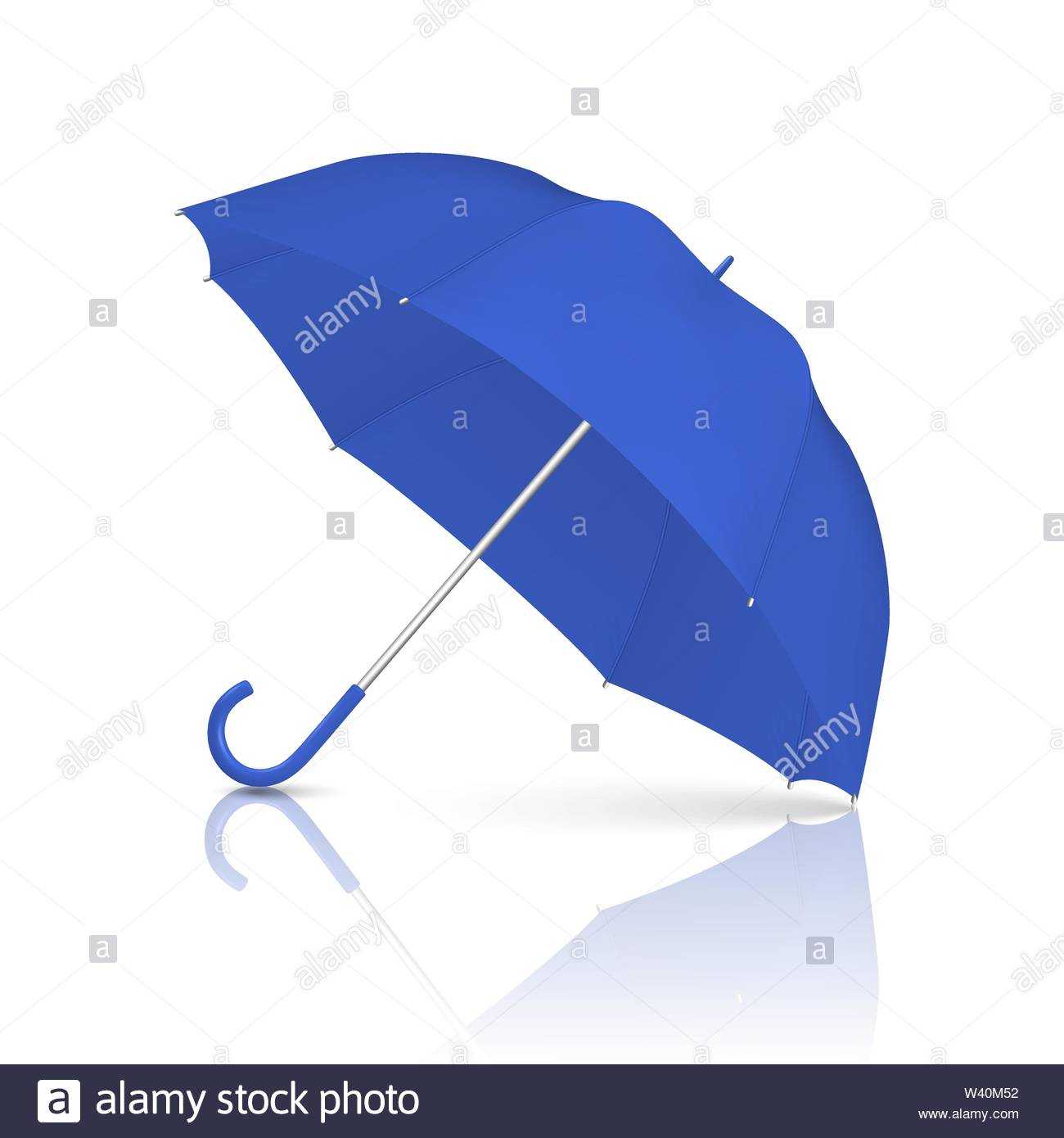 Vector 3D Realistic Render Blue Blank Umbrella Icon Closeup With Blank Umbrella Template