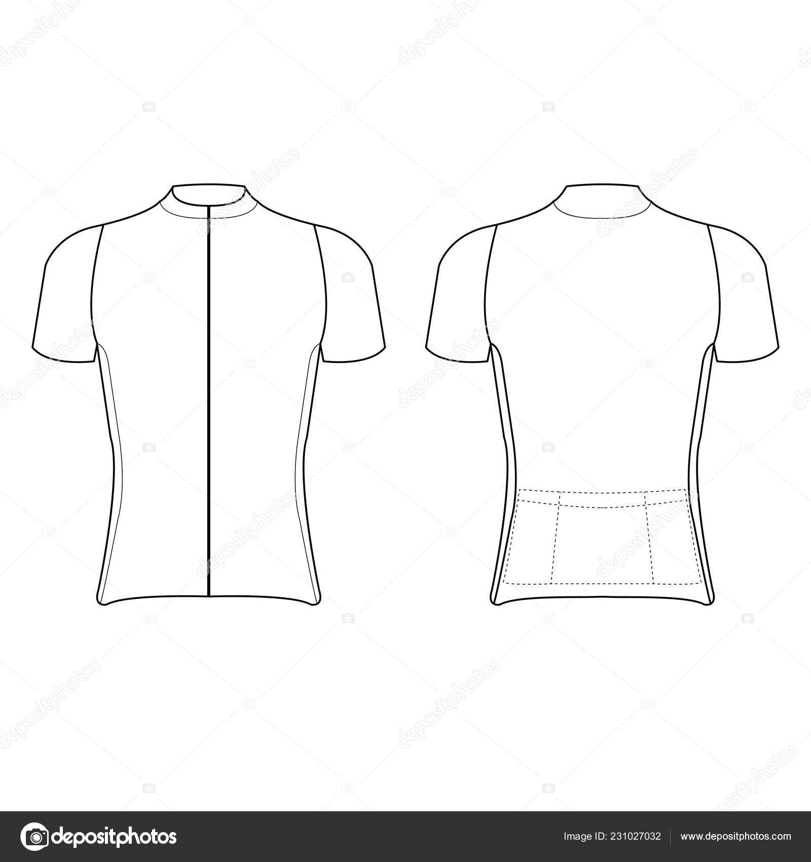 Vector: Cycling Jersey Outline | Cycling Jersey Design Blank For Blank Cycling Jersey Template