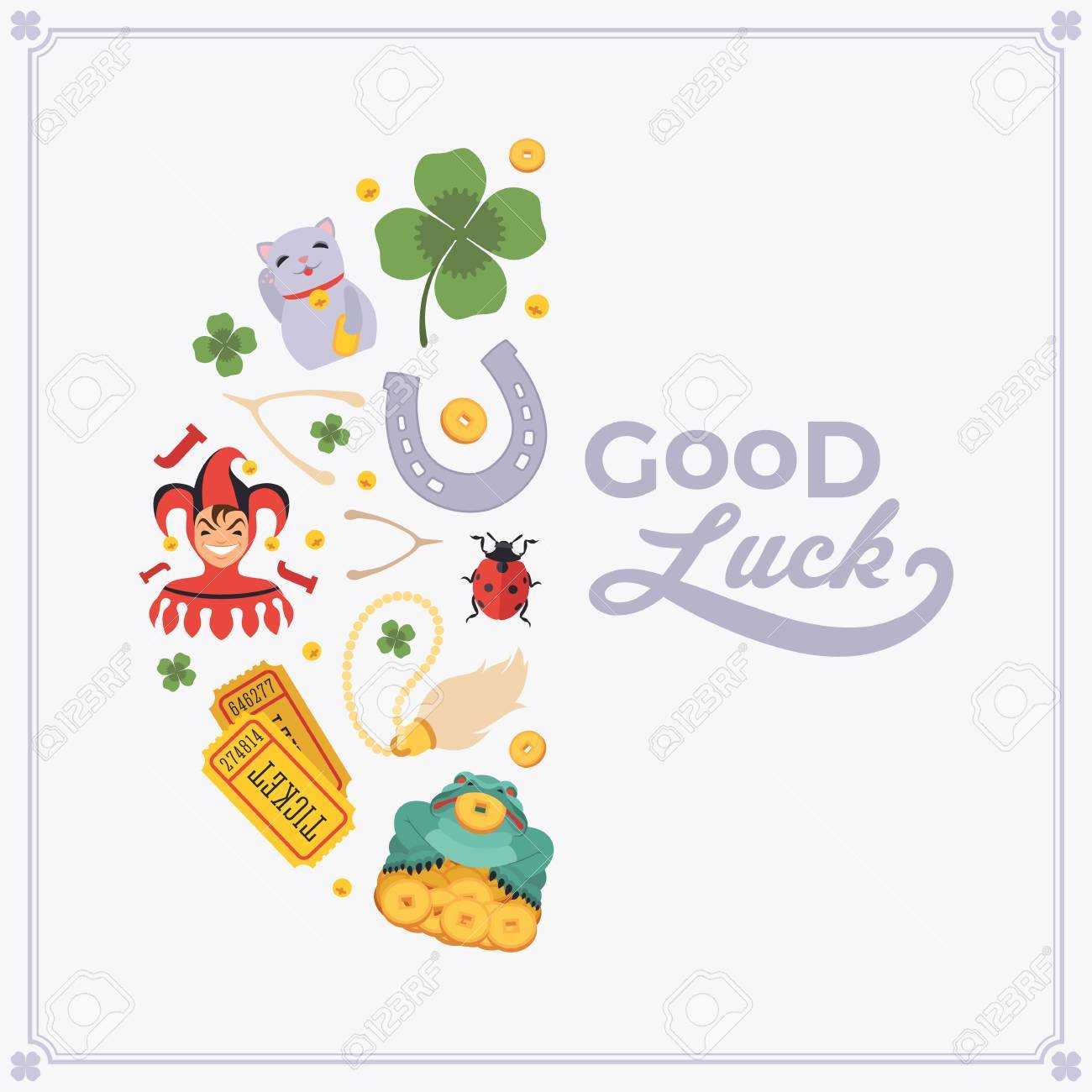 Vector Decorating Design Made Of Lucky Charms, And The Words.. Inside Good Luck Card Template