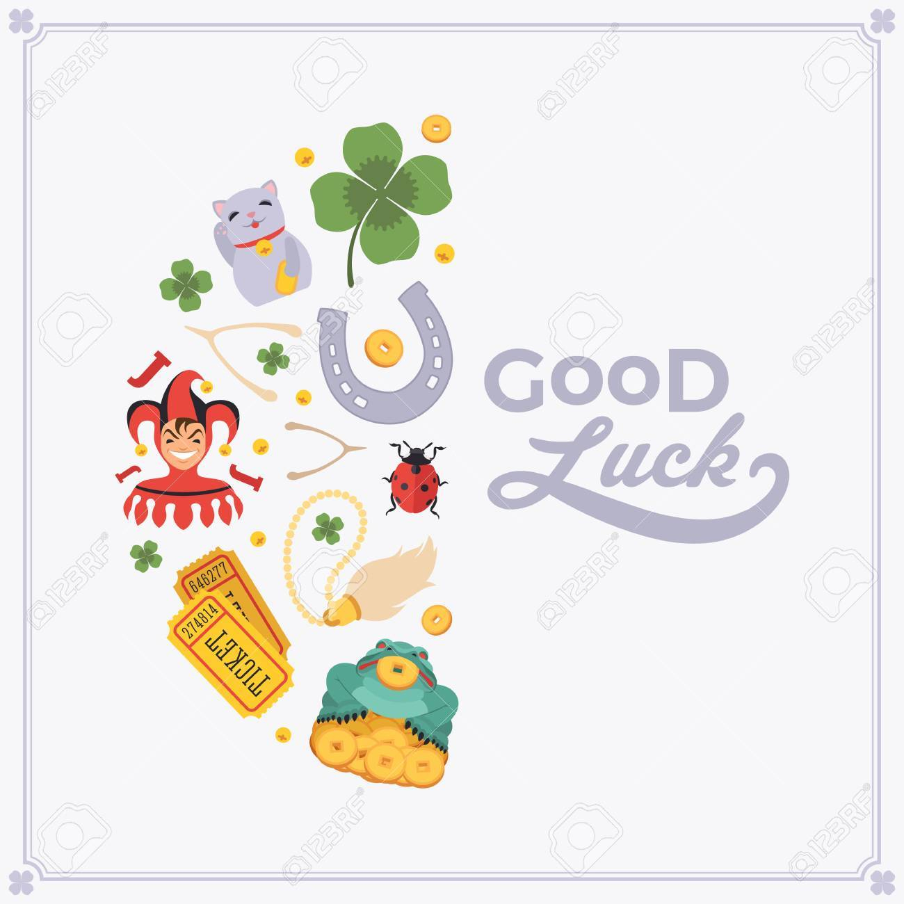 Vector Decorating Design Made Of Lucky Charms, And The Words.. Throughout Good Luck Card Templates