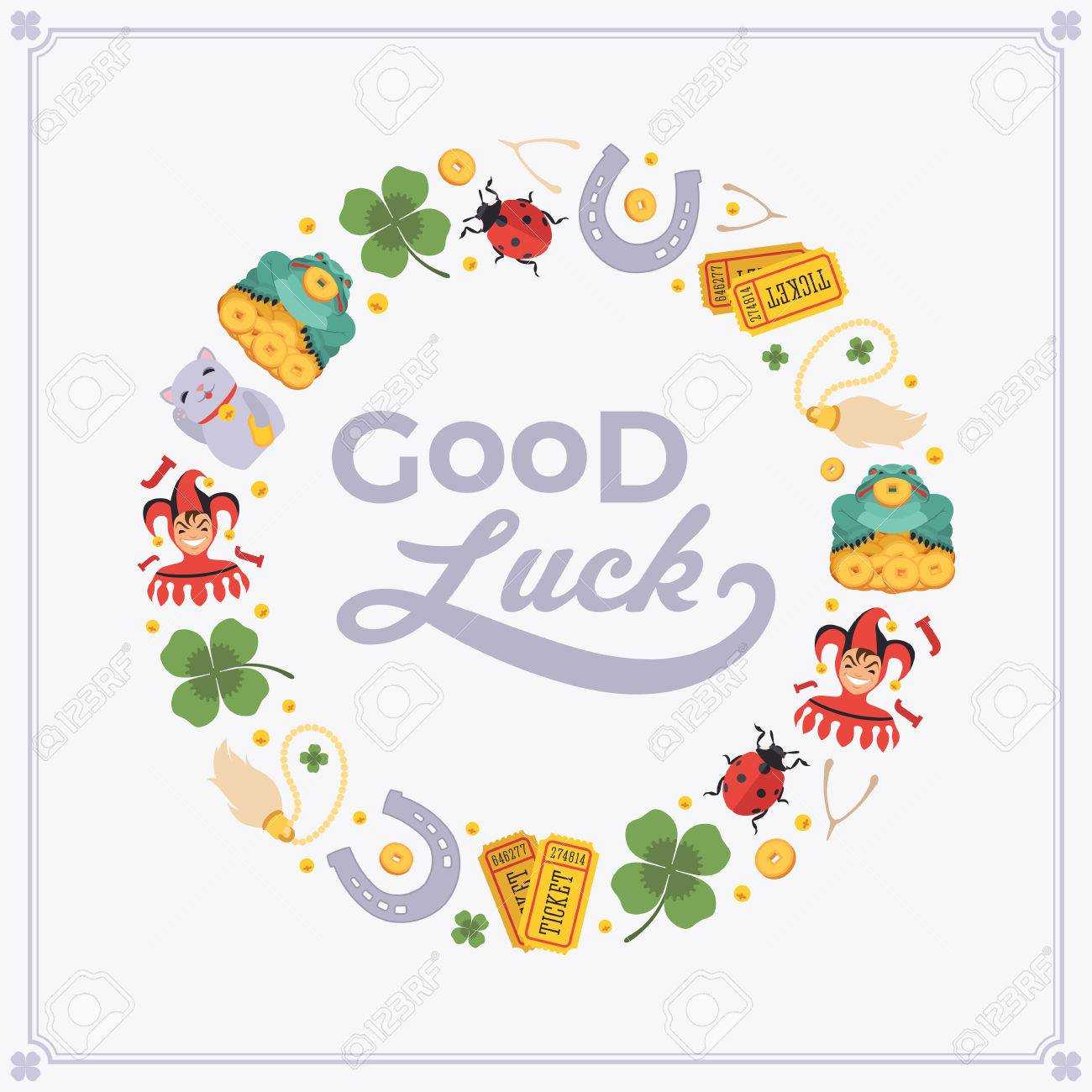 Vector Decorating Design Made Of Lucky Charms, And The Words.. Throughout Good Luck Card Templates