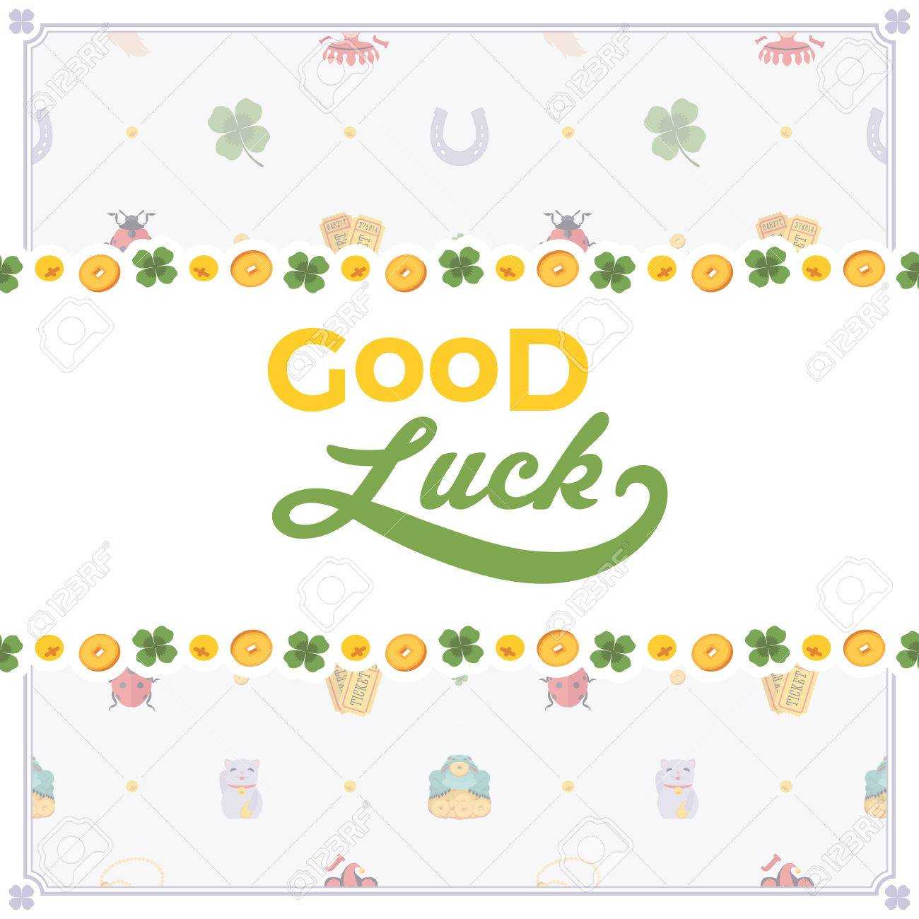 Vector Decorating Design Made Of Lucky Charms, And The Words.. With Regard To Good Luck Card Templates