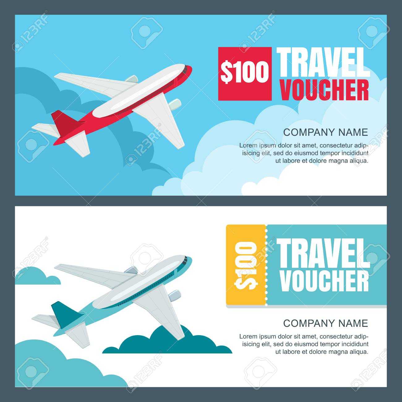 Vector Gift Travel Voucher Template. 3D Isometric Illustration.. Inside Free Travel Gift Certificate Template