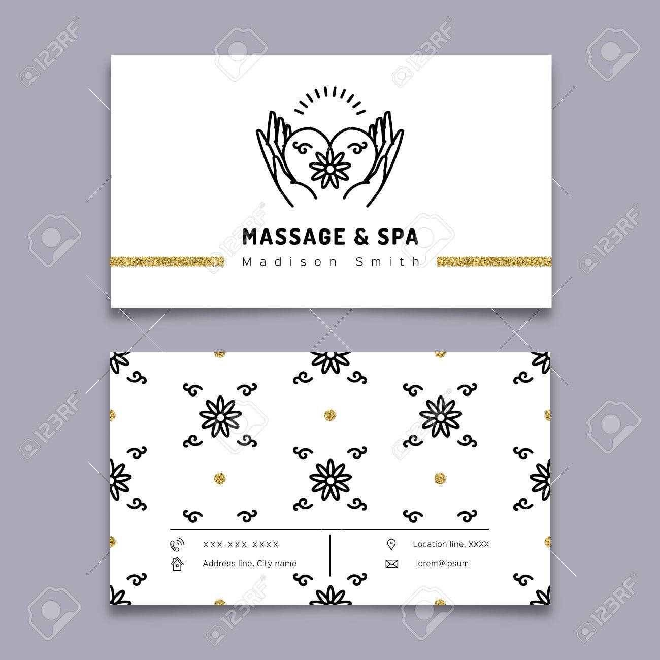 Vector Massage And Spa Therapy Business Card Template. Trendy.. In Massage Therapy Business Card Templates