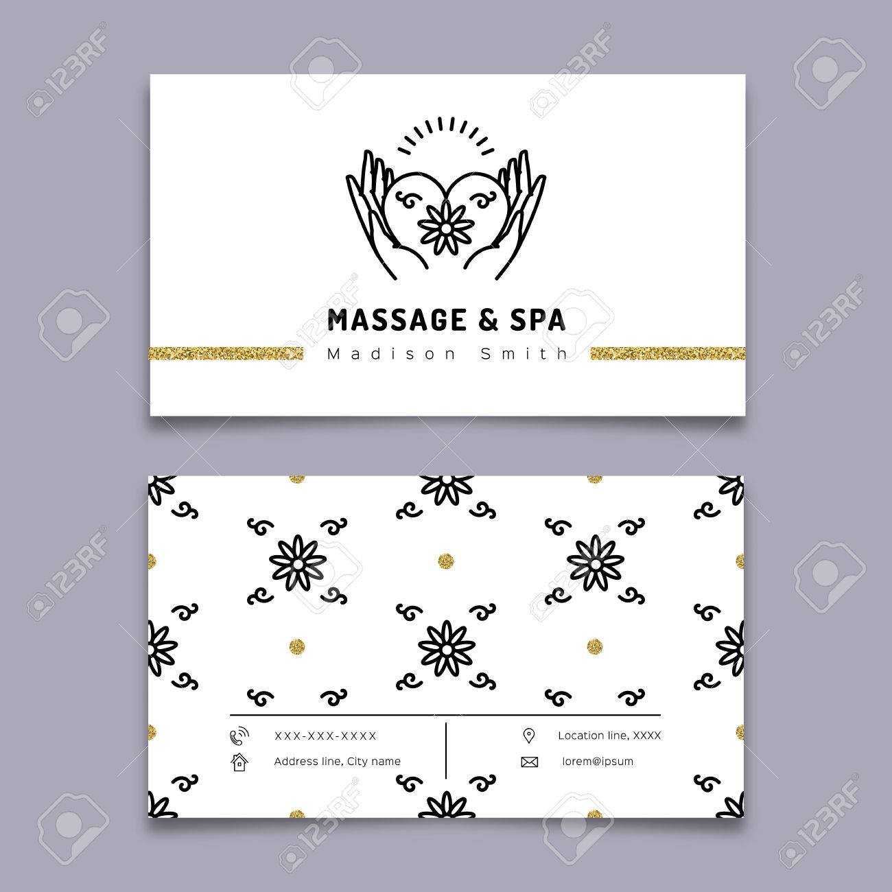 Vector Massage And Spa Therapy Business Card Template. Trendy.. In Massage Therapy Business Card Templates