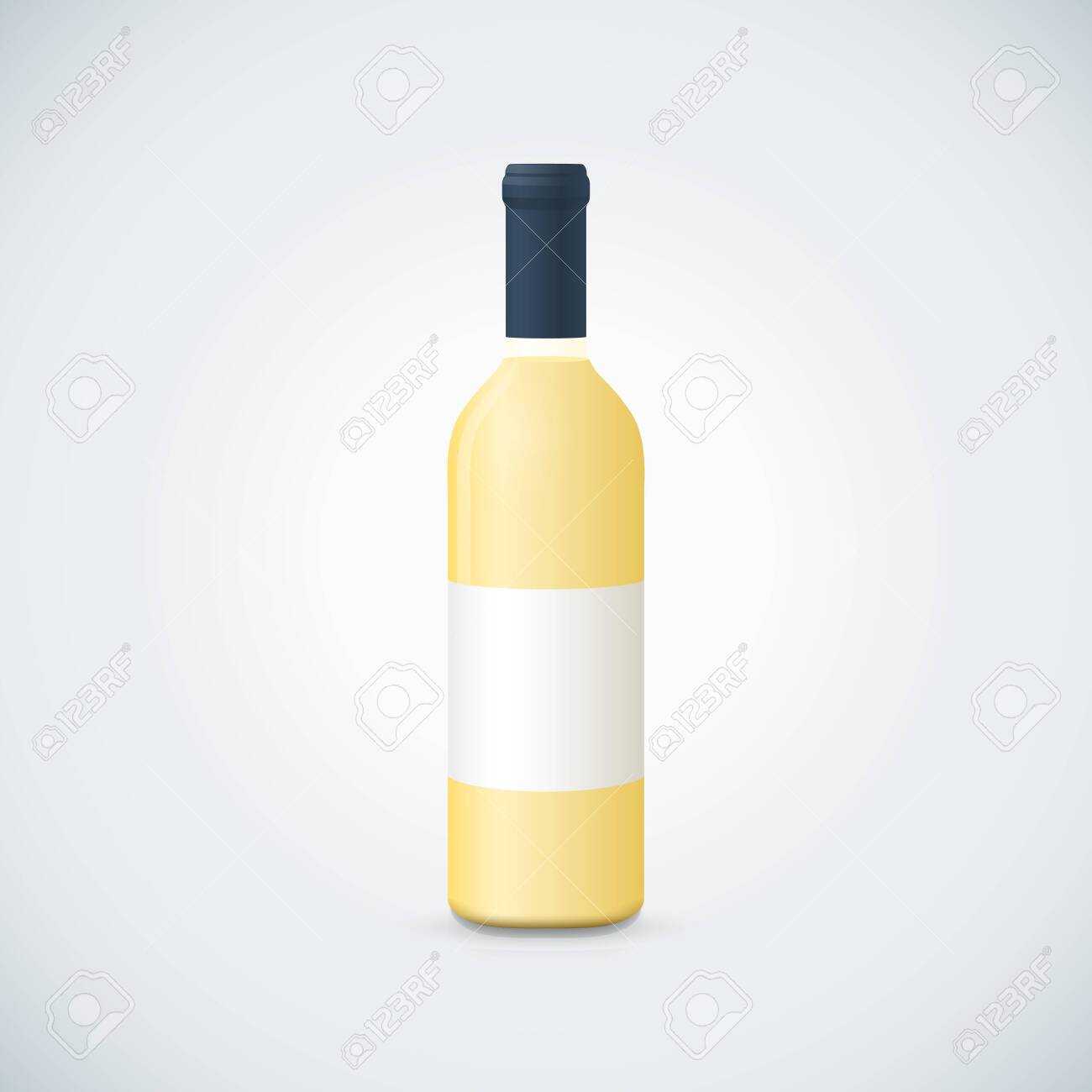 Vector Mock Up White Glass Blank Wine Close Bootle With Cap White.. With Regard To Blank Wine Label Template