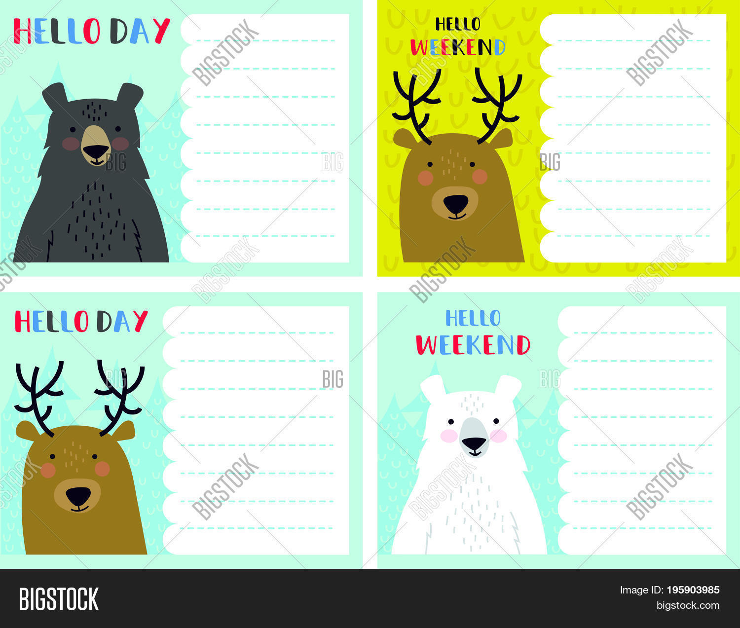 Vector Notes Card Set Vector & Photo (Free Trial) | Bigstock For Christmas Note Card Templates
