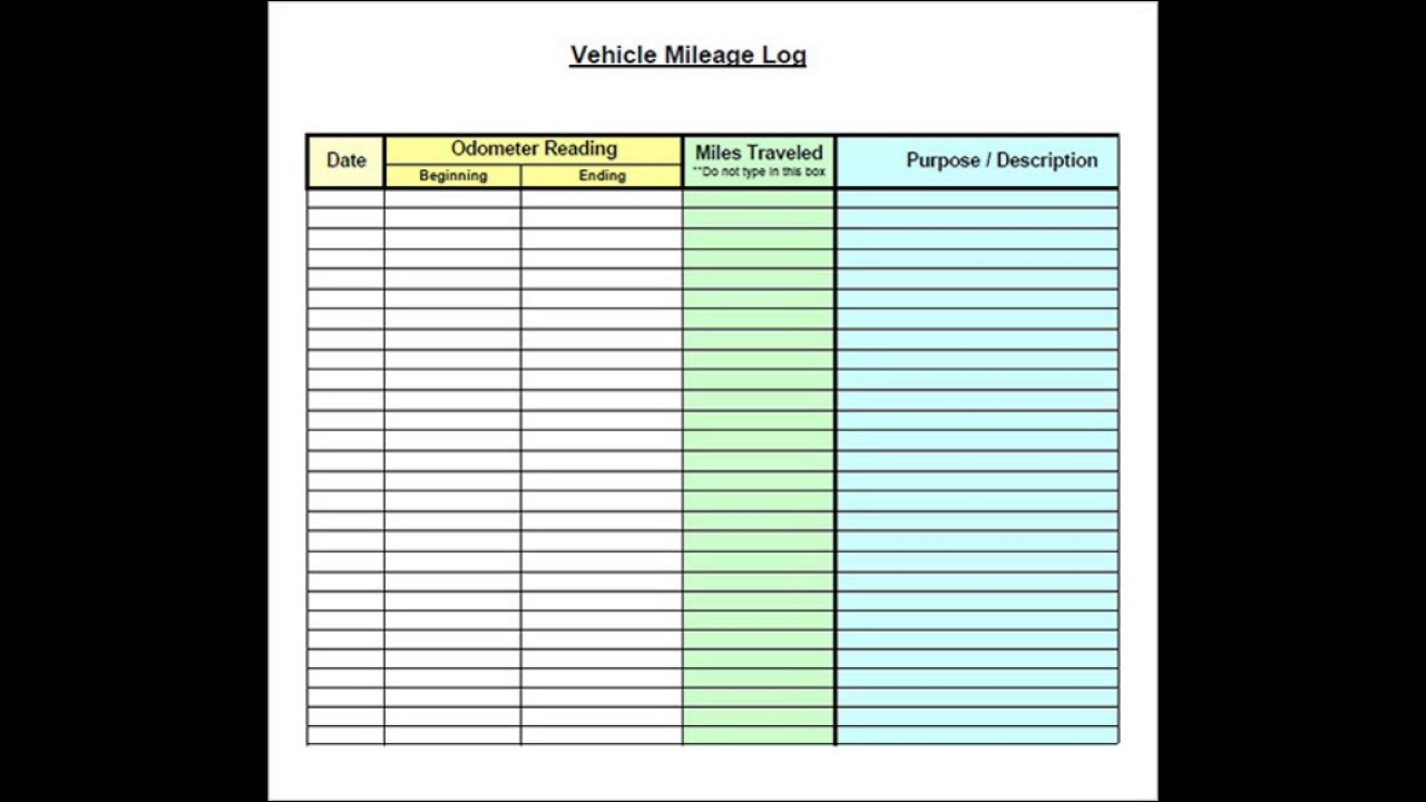 Vehicle Mileage Log Template Excel Intended For Mileage Report Template