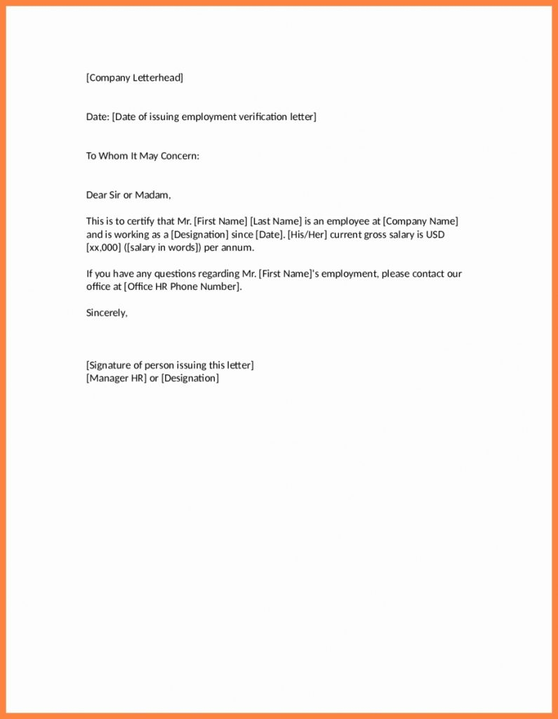 Verification Letter Template | Free Letter Templates Pertaining To Employment Verification Letter Template Word