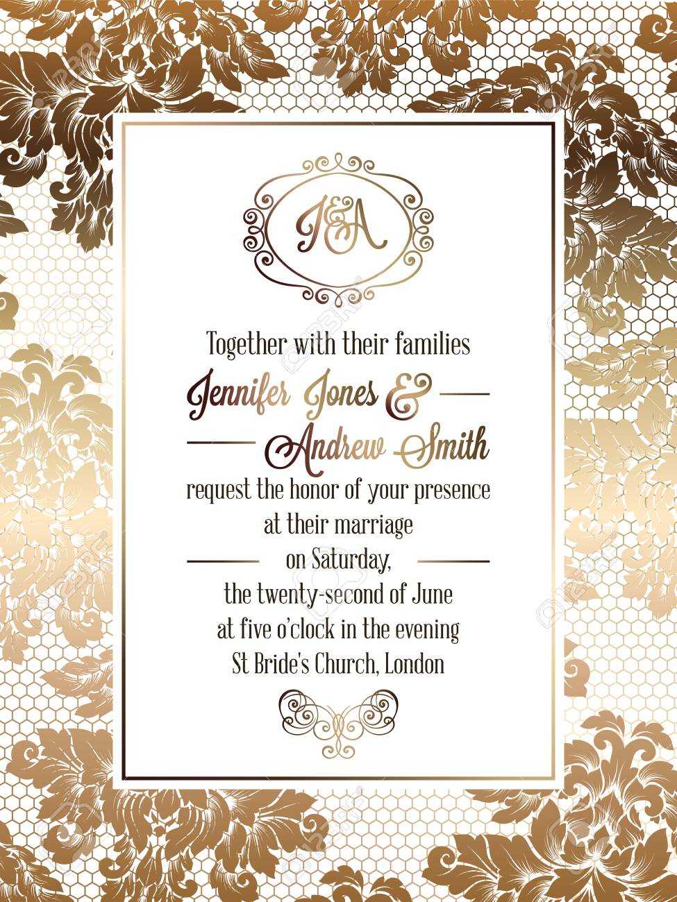 Vintage Baroque Style Wedding Invitation Card Template.. Elegant.. Intended For Invitation Cards Templates For Marriage