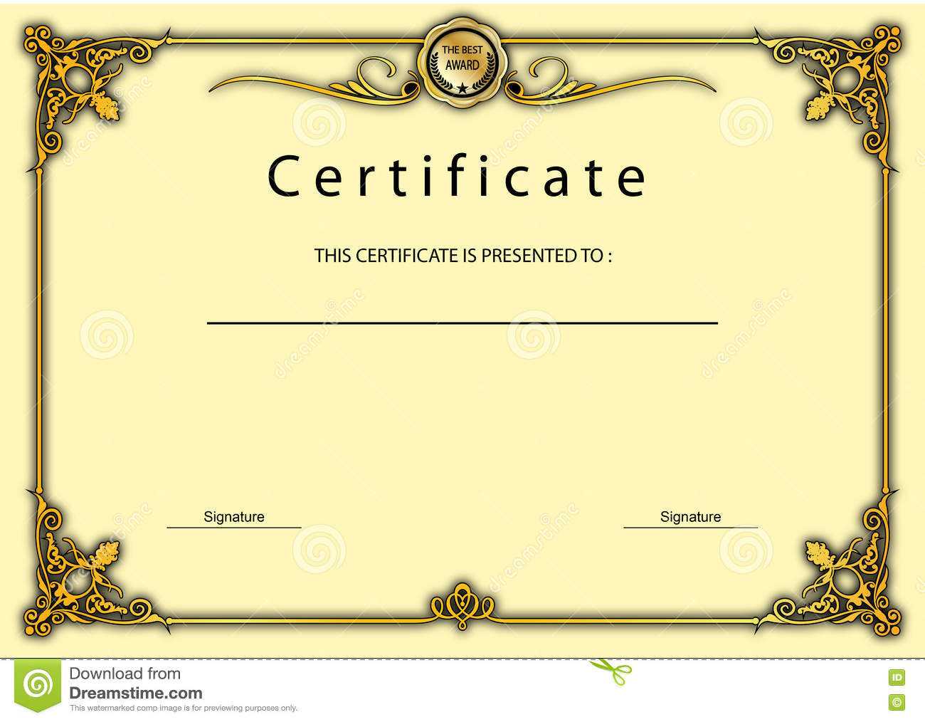 Vintage Certificate Award / Diploma Template Stock Inside Beautiful Certificate Templates