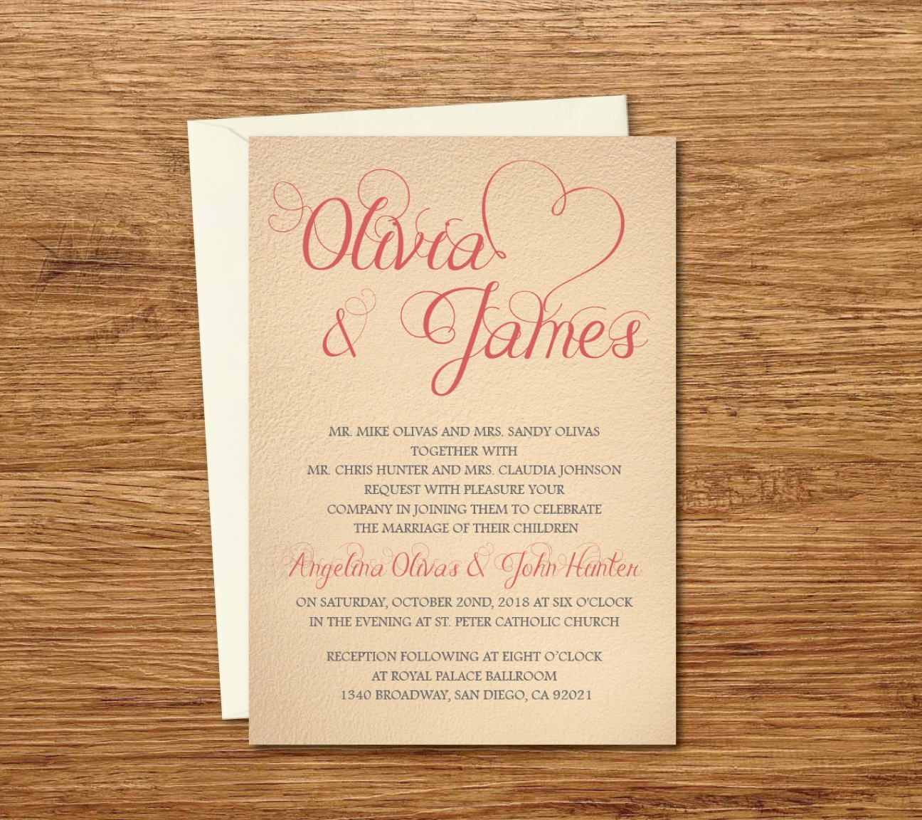 Vintage Custom Wedding Invitation Printable Template/e Card For Wedding Card Size Template