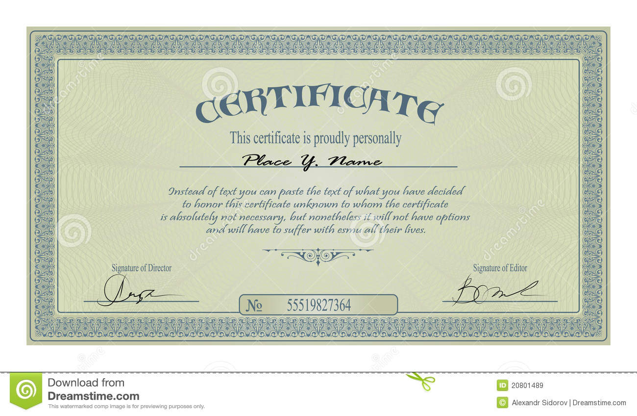 Vintage Frame Or Certificate Template Stock Vector Intended For Free Stock Certificate Template Download