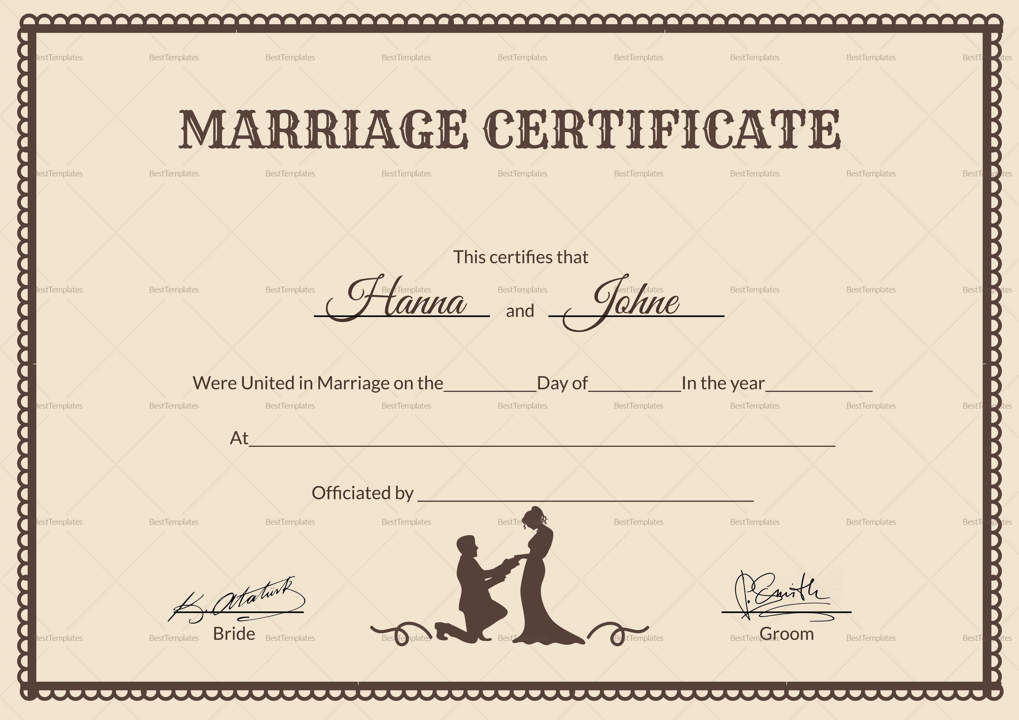 Vintage Marriage Certificate Template Within Certificate Of Marriage Template