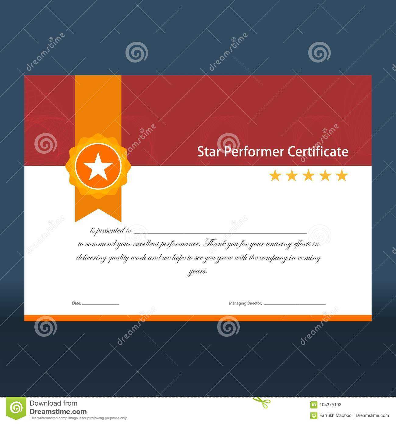 Vintage Red And Gold Star Performer Certificate Stock Vector Within Star Performer Certificate Templates