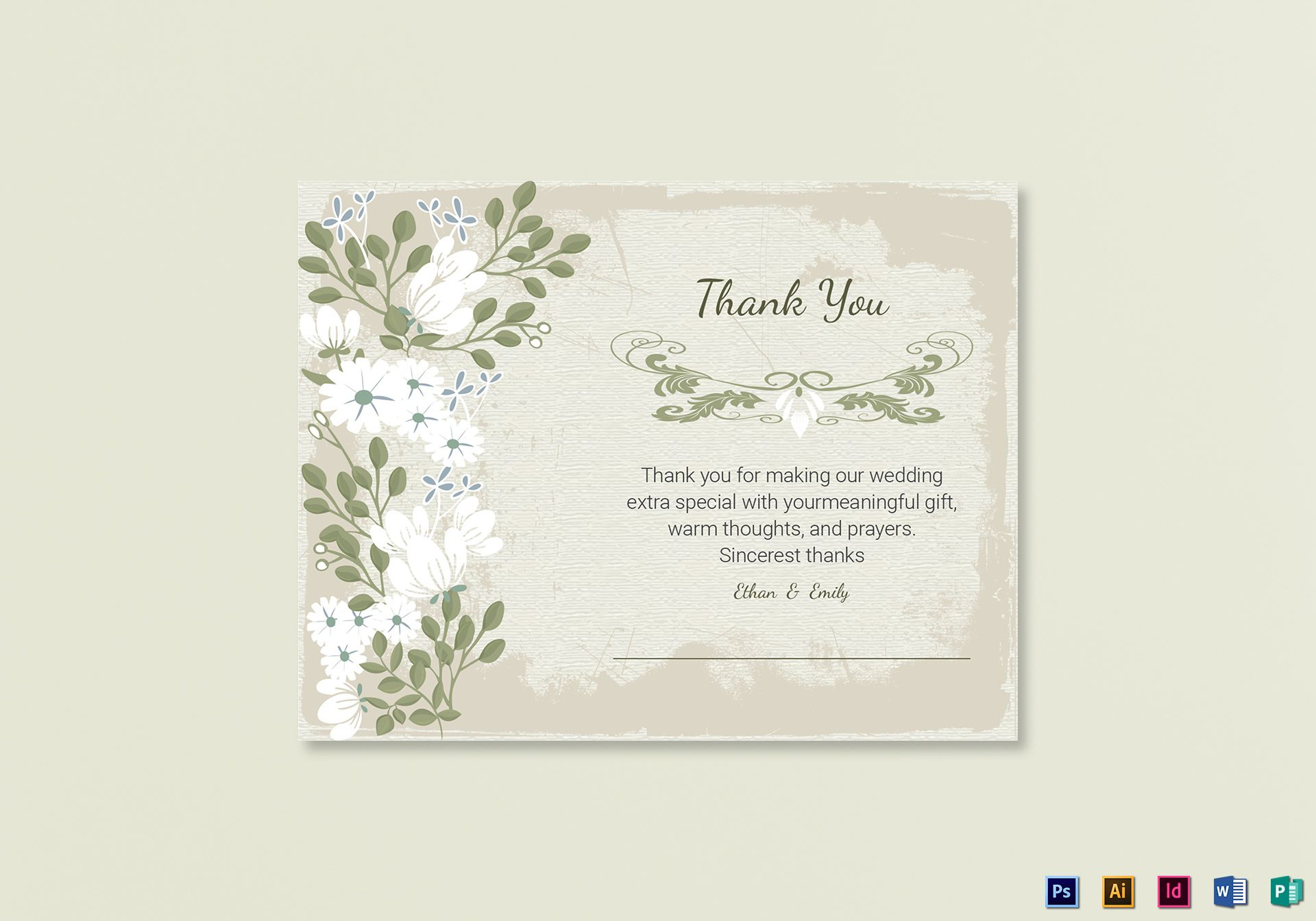 Vintage Thank You Card Template In Thank You Card Template Word