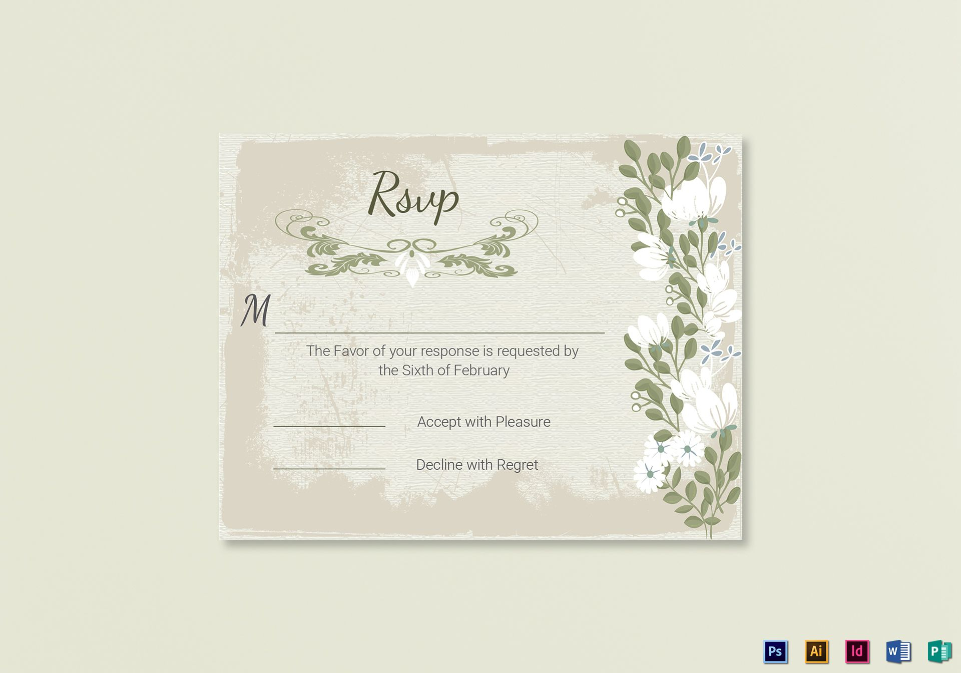 Vintage Wedding Rsvp Card Template With Template For Rsvp Cards For Wedding
