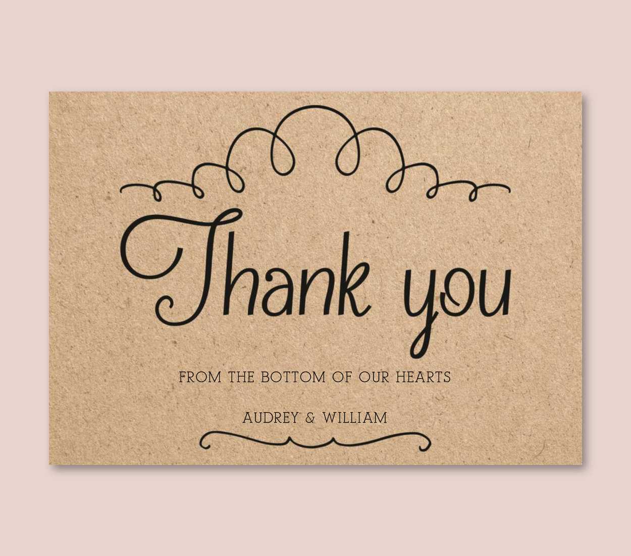 Vintage Wedding Thank You Card Template For Word Or Pages, Printable  Wedding Invitation, Kraft Paper Thank You, Docx File Instant Download With Thank You Card Template Word