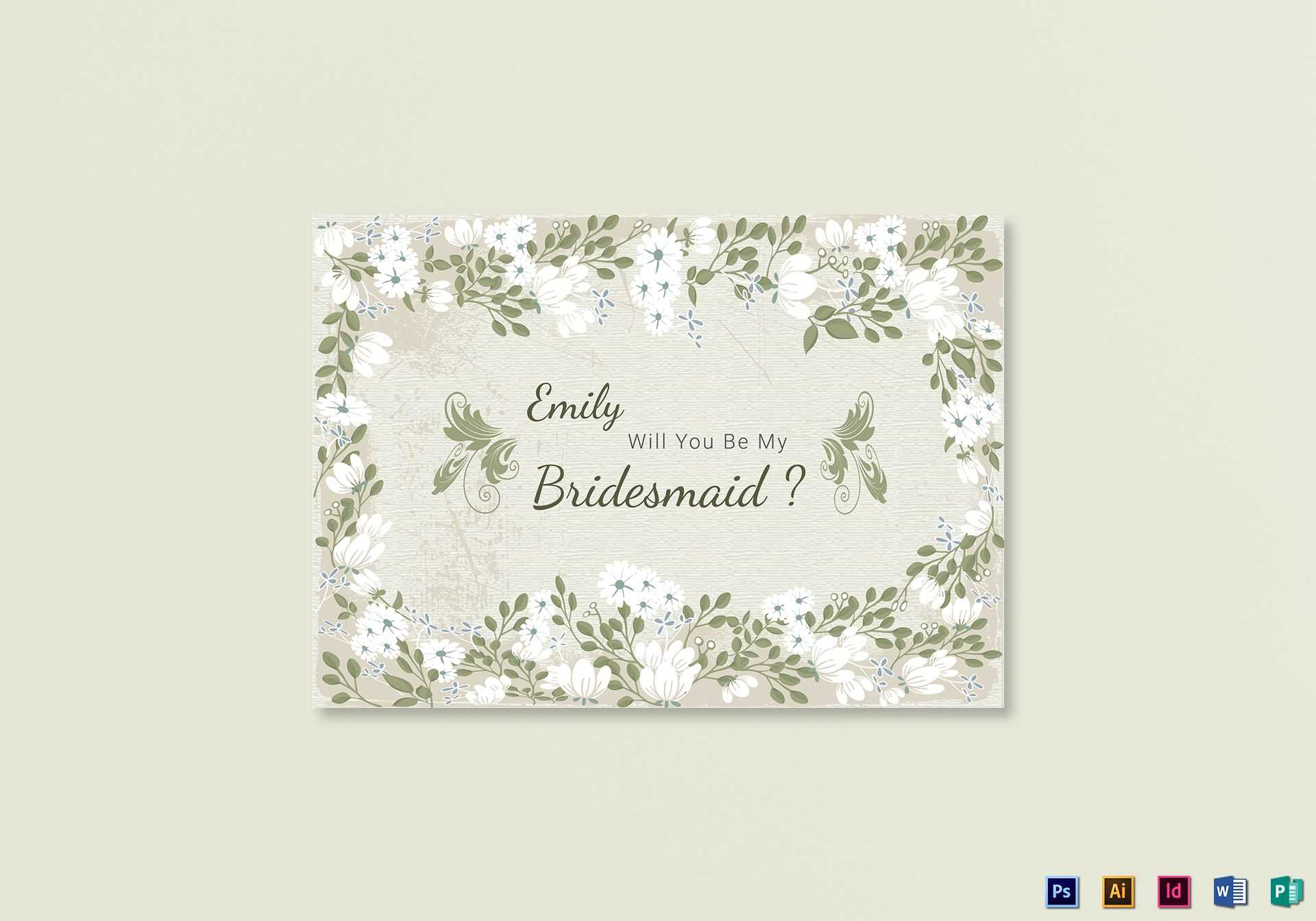 Vintage Will You Be My Bridesmaid Card Template Pertaining To Will You Be My Bridesmaid Card Template