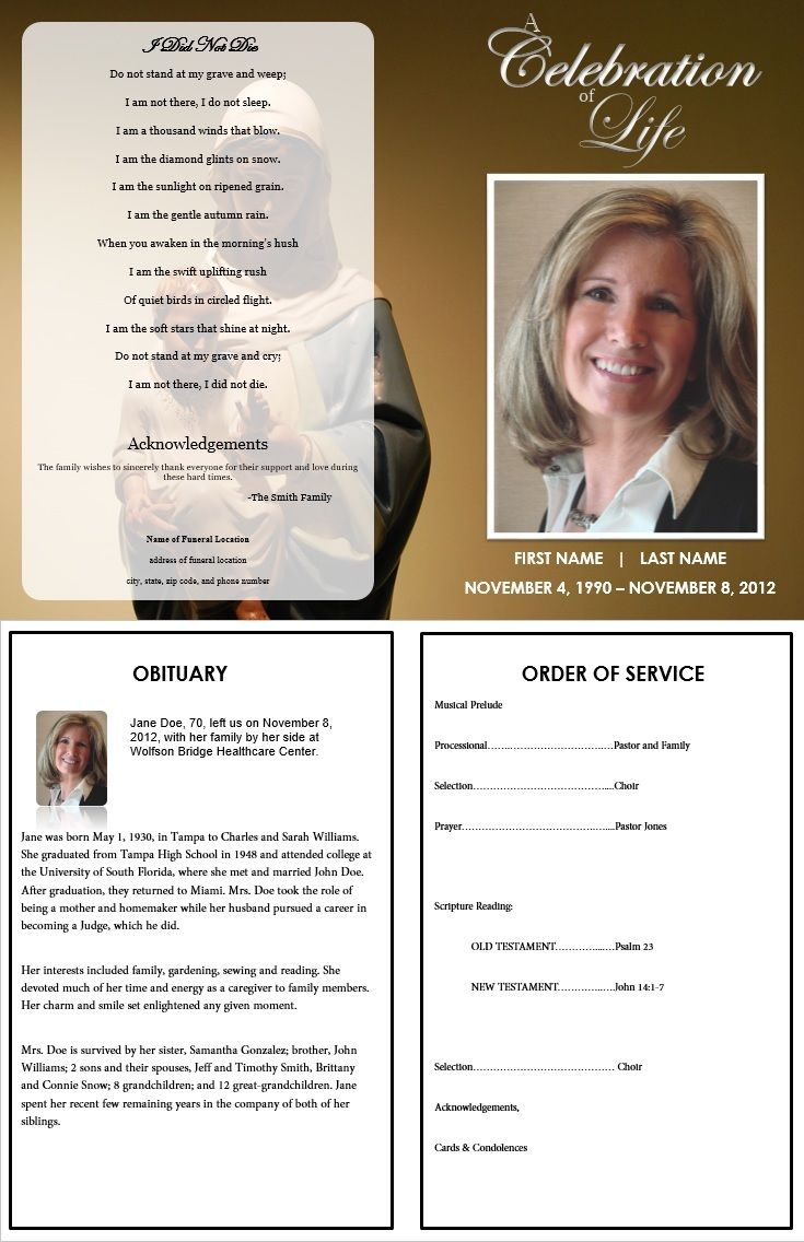 Virgin Mary Funeral Program | Funerals | Funeral Program With Free Obituary Template For Microsoft Word